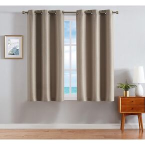 Nautica Thermal Woven Room Darkening Window Curtains Panel Pair | Thick Thermal Insulated Drapes | Grommets | Set of 2 | Measures 38"x 63" | Taupe (Milton)