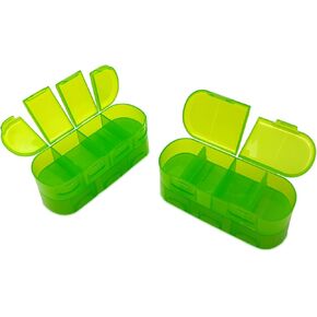 Weekly Pill Organizer Travel, 2/3/4 Times a Day, Double-Sided Opening Design, Portable Pill Box for Storing Fish Oils/Medication/Vitamins/Supplements (2PC Black)