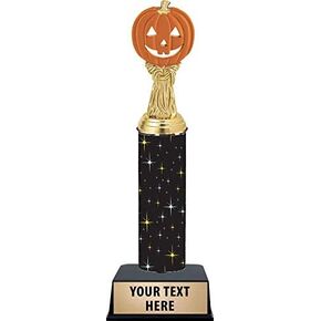 11" Halloween Orange Pumpkin Trophies - Black Midnight Halloween Orange Pumpkin Trophy Awards Prime