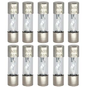 10 Pack 60A AGU Fuse Amp 12 Volts Platinum Glass Fuses