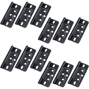 Antrader 3 Inches Non-Mortise Door Hinges Butterfly Door Hinges with Mounting Screws- Black,12pcs