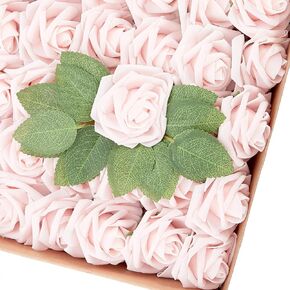 60Pcs Artificial Rose Flowers, Real Looking Fake Roses for Decorations, Foam Rose Bulk with Stems for DIY Wedding Bouquets Floral Arrangements Bridal Shower Party Home Decor (60, White)