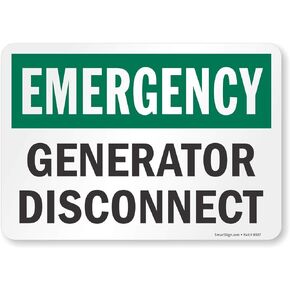 SmartSign "Emergency - Generator Disconnect" Label | 7" x 10" Laminated Vinyl