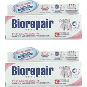 Biorepair: "Protezione Gengive" (Gum Protection) Toothpaste with microRepair * 2.5 Fluid Ounce (75ml) Tube (Pack of 2) * [ Italian Import ]