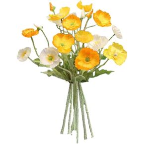 6pcs Artificial Poppy Flowers Silk Fake Poppy Flowers with Stems Faux Spring Flowers Real Touch Flowers for Home Table Centerpieces Floral Arrangement Wedding Bouquet Mixed Decoration