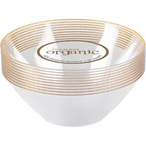 PLASTICPRO 32 Piece Combo Plates Set includes 16-7'' inch Plates & 16-9'' inch Plates Clear Plastic Organic Hammered Design Party Plates With Gold Rim, Elegant, Tableware, Dishes,