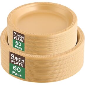 WELLIFE 120Pcs Black Plastic Plates - Black Plates Disposable for Party, Include 60PCS 9inch Black Dinner Plates and 60PCS 7inch Black Dessert/Salad Plates, Black Party Supplies & Plastic Party Plates in Kuwait