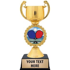 Crown Awards Personalized Pickleball Trophy, 7.25" Gold Cup Pickleball Trophies with Free Custom Engraving Prime