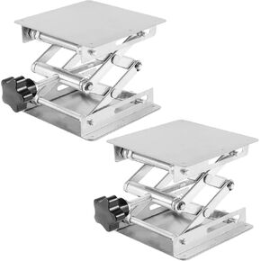 2 Pack 6 x 6 Inches Laboratory Lift Stand, Lab Jack Lifting Scissor Stand Platform, Stainless Steel Lab Lift Stand Table, Scientific Scissor Lifting Laboratory Jack Lift Platform
