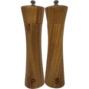 Acacia wood salt and pepper grinder/mill, in a gift box made from one pc solid acacia wood, made in Vietnam.