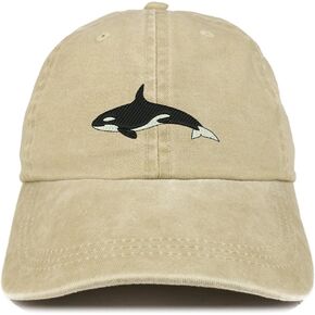 Trendy Apparel Shop Orca Killer Whale Embroidered Pigment Dyed 100% Cotton Cap