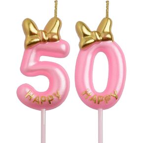 شموع عيد الميلاد الخمسين، شموع عيد ميلاد عدد 50 عامًا من الذهب الوردي، عدد 50 شمعة للرجال والنساء، ديكورات حفلات أعياد الميلاد، هدايا تزيين الكيك للاحتفال بالذكرى السنوية للزفاف