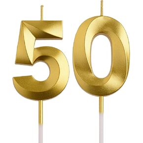 50th Birthday Candles, Rose Gold 50 Year Old Number Birthday Candles, Number 50 Candles for Men Women, Birthday Party Decorations Cake Topper Gifts for Wedding Anniversary Celebration