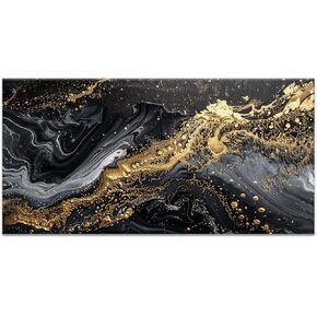 Black and Orange Abstract Wall Art Geometric Canvas Print Painting Neutral Artwork for Home Office Decor
