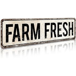 Fresh Fresh Unique Metal Tin Sign, Barn Sign, Farmer Sign, Eggs Sign, Chicken Coop Décor, Farm Fresh Sign, Business Sign, 4-Inch by 16-Inch Sign