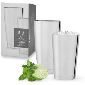 Viski Stainless Steel Shaker Tins, Set of 2 Boston Shaker Tins, Cocktail Shaker Set, 28 Oz & 18 Oz