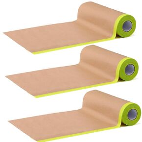 Pre-Taped Masking Paper for Painting, 3 Rolls Assorted Size 50 Feet Tape Paint Masking Paper Rolls Painters Paper Paint Adhesive Protective Paper for Painting Car Automotive Body Protection Wall Cover
