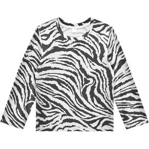 Pfrewn Kids Long Sleeve Rash Guard Shirt Tiger Zebra Animal Print Swim Shirt for Boys Girls UPF 50+ Sun Protective