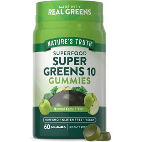 Nature's Truth Super Greens Gummies | 60 Count | Vegan, Non-GMO & Gluten Free | Made with Real Greens | Apple Flavor