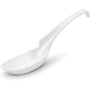 Hiware 12-piece Asian Soup Spoons, Rice Spoons, Chinese Won Ton Soup Spoon - Notch and Hook Style, White