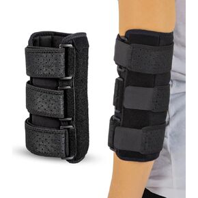 Vive Elbow Splint Brace for Tendonitis, Cubital Tunnel, Sleep Support, Tennis Elbow - 2 Removeable Splints that Stabilize Joint for Pain Relief - Arm Compression Sleeve Immobilizer for Men and Women