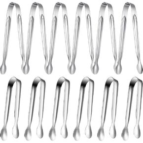 12 Pieces Mini Tongs Small Serving Tongs Stainless Steel Mini Sugar Tongs for Charcuterie Board Appetizers Dessert Serving Food Tiny Party Danish Candy Tongs (Gold,4.3 Inch)