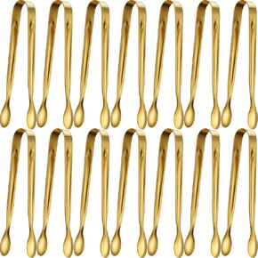 12 Pieces Mini Tongs Small Serving Tongs Stainless Steel Mini Sugar Tongs for Charcuterie Board Appetizers Dessert Serving Food Tiny Party Danish Candy Tongs (Gold,4.3 Inch) in Saudi Arabia