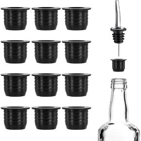 12pcs Liquor Pourer Adapters, Silicone Liquor Bottles Adapters Leak-Proof Fits Large Liquor Bottles and Olive Oil Bottles up to 1 Inch/25mm Neck Converts Any Spout into a Large Pour Spout