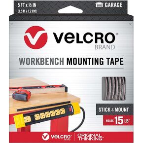 شريط تثبيت إسفنجي منضدة العمل من العلامة التجارية VELCRO مع قفل سريع | تنظيم المرآب داخليًا أو خارجيًا | إجمالي 10 أقدام، إغلاق 5 أقدام، عرض 1/2 بوصة، أسود