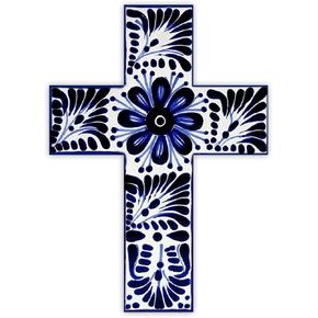 HePoeuy Colorful Hand Painted Wooden Wall Mounted Cross Home Farmhouse Living Room Wall Decor 5x7 inch