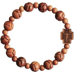 Light Jujube Wood Carved 10mm Rosary Bracelet