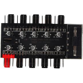 4Pin Chassis Fan Hub, 10 Port PC Case Fan Cable Control, PWM Controller Splitter, Motherboard Cooler Cooling Fan Hub
