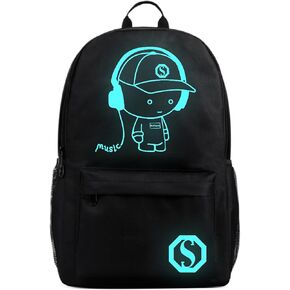 School Backpack, Unisex Lightweight Water-resistant Daypack Schoolbag Bookbag for Boys Girls Teens, Black