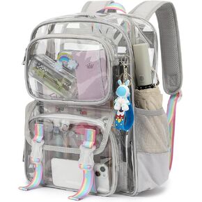 Heavy Duty Clear School Backpack for Girls Women, PVC See Through Transparent Backpack Bookbag for Kids Teens Adults (Mint Green)
