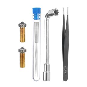 uxcell 3D Nozzles Kit, 2pcs 3D Printer Brass Nozzles 0.4mm, 5pcs Silver Nozzle Cleaning Needles, with a Socket Wrench and a Tweezer, for 1.75mm Ender3 Series