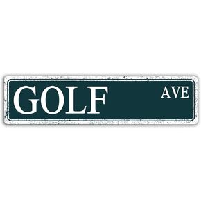 Golf AVE Street Sign Summer Sport Wall Art Metal Tin Sports Themed Signs Decor, Gifts for Golf Lovers, Farmhouse Decorations for Home Bathroom Man Cave Bar Club 16 X 4 Inch