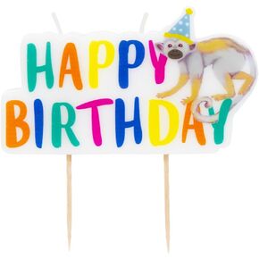 Talking Tables Safari Animal Themed Happy Birthday Candle| Large Colourful Jungle Zoo Decoration, Topper for Cakes | 11cm