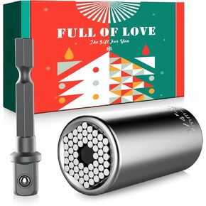 Super Universal Socket Tools Gifts for Men,KUSONKEY Fathers Day Dad Gifts Stocking Stuffers for Men,Professional 7mm-19mm Tool Sets with Power Drill Adapter,Cool Gadgets for Men,Dad,Husband,Boyfriend