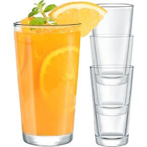 SOUL ONE 5 oz Small Juice Glasses, Set of 6, Stackable Heavy Based Drinking Glasses, Kids Small Drinking Glassware for Orange Juice, Water, Milk, Coffee