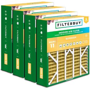 Filterbuy 20x25x6 Air Filter MERV 11 Allergen Defense (4-Pack), Pleated HVAC AC Furnace Air Filters Replacement for Aprilaire Space-Gard 201/2200 / 2250 (Actual Size: 19.75 x 24.25 x 6.00 Inches)