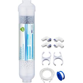 Geekpure 10-inch Universal Inline Alkaline Replacement Water Filter Kit pH+ for Reverse Osmosis System -1/4"Thread