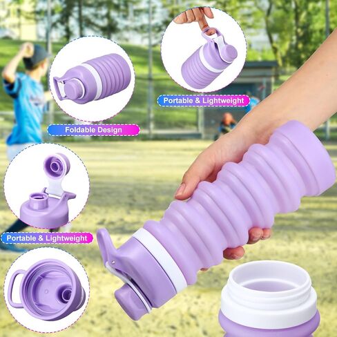 Mifoci 14 Pcs Collapsible Water Bottles Bulk 18oz Silicone Water Bottle Leak Proof Sports Water Bottles Portable Foldable Travel Bottle for Kids Adults Outdoor Travel Hiking Camping Gym, 7 Colors in Saudi Arabia
