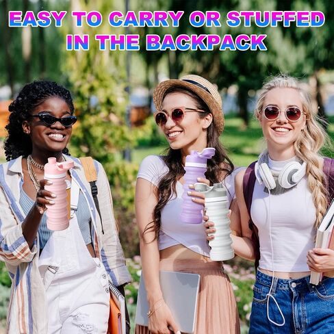 Mifoci 14 Pcs Collapsible Water Bottles Bulk 18oz Silicone Water Bottle Leak Proof Sports Water Bottles Portable Foldable Travel Bottle for Kids Adults Outdoor Travel Hiking Camping Gym, 7 Colors in Saudi Arabia