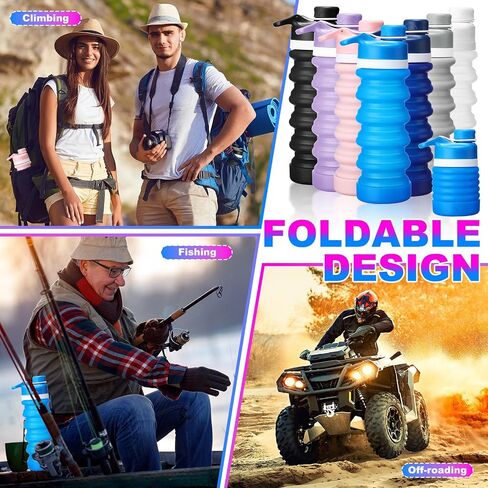 Mifoci 14 Pcs Collapsible Water Bottles Bulk 18oz Silicone Water Bottle Leak Proof Sports Water Bottles Portable Foldable Travel Bottle for Kids Adults Outdoor Travel Hiking Camping Gym, 7 Colors in Saudi Arabia