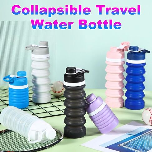 Mifoci 14 Pcs Collapsible Water Bottles Bulk 18oz Silicone Water Bottle Leak Proof Sports Water Bottles Portable Foldable Travel Bottle for Kids Adults Outdoor Travel Hiking Camping Gym, 7 Colors in Saudi Arabia