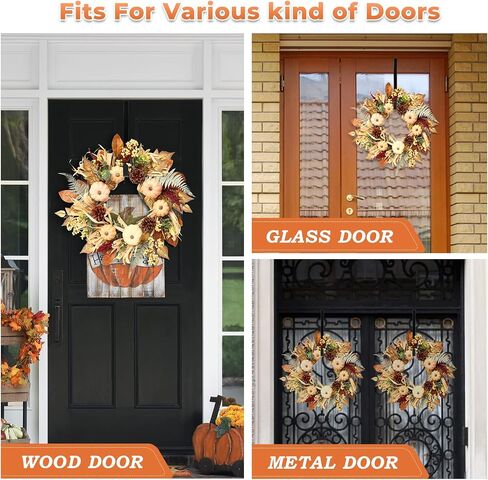 Fall Decor, Fall Wreaths for Front Door, 19 Inch Autumn Maples Leaf Pumpkin Pine Cone Berry Wreath - Fall Decorations for Thanksgiving Halloween Farmhouse Harvest Home Outdoor Indoor Window Wall in Saudi Arabia