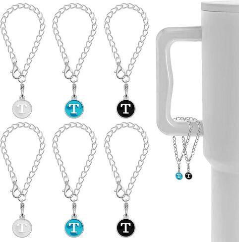 إكسسوارات سحر الحروف لكأس ستانلي، 6 قطع معرف الاسم الأولي سحر مقبض شخصي مجموعة ديكور مقبض شخصي DIY سحر حرف مقبض لستانلي تعثر (A/أبيض/أسود/أزرق) in Kuwait