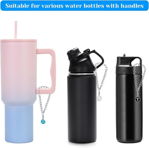 إكسسوارات سحر الحروف لكأس ستانلي، 6 قطع معرف الاسم الأولي سحر مقبض شخصي مجموعة ديكور مقبض شخصي DIY سحر حرف مقبض لستانلي تعثر (A/أبيض/أسود/أزرق) in Kuwait