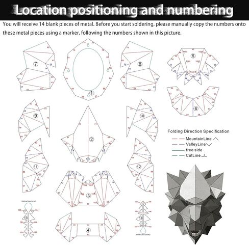 14 قطعة 201 كوبونات لحام مقطوعة بالليزر من الفولاذ المقاوم للصدأ مجموعة أدوات ممارسة اللحام DIY صفائح معدنية مناسبة لمشاريع لحام رأس الذئب للمبتدئين والمحترفين لليزر TIG MIG in Kuwait