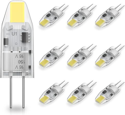 YUIIP No Flicker Led G4 Bulb Bi-Pin Base 2700K لمبة إضاءة بيضاء دافئة، استبدال هالوجين مقاوم للغبار 12 فولت 10 وات (الجيل الثاني من مصباح التيار المتردد/تيار مستمر) للمناظر الطبيعية RV 10 عبوات in Saudi Arabia